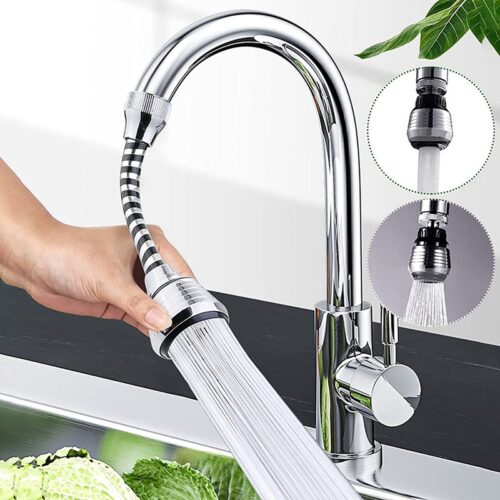 360° Rotatable Sink Faucet Sprayer – Anti-Splash Nozzle with Flexible Hose